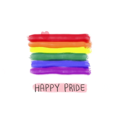 Rainbow Pride flag with heart animation