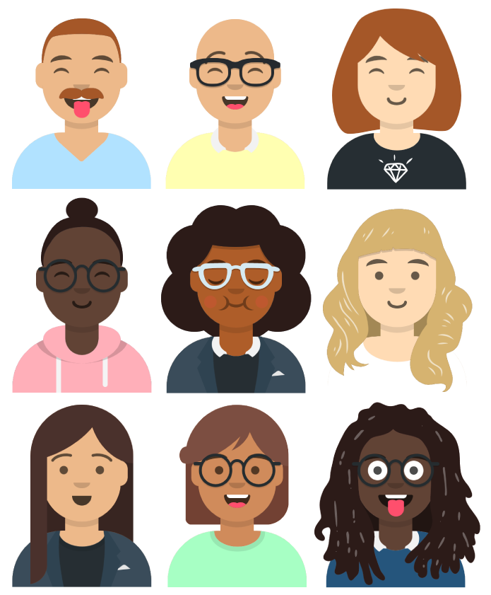 image of different cartoon people